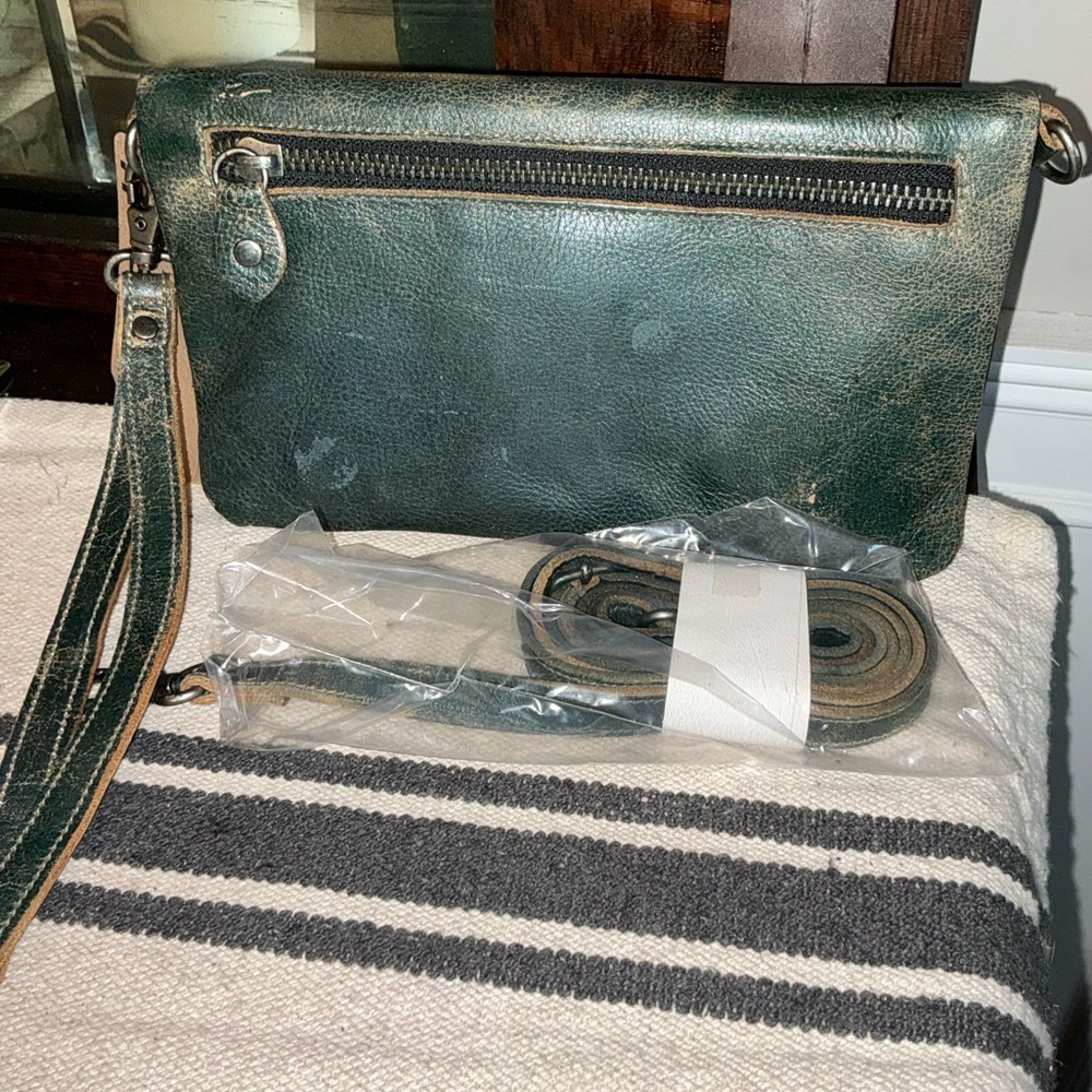 NWT Bed Stu Leather Cadence Wallet Wristlet Crossbody Bag Dark Teal Lux MSRP 175 - Picture 2 of 14
